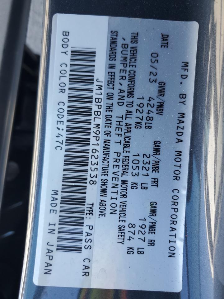 2023 Mazda 3 VIN JM1BPBLM9P1623538 Copart auction photo, side damage thumbnail 13