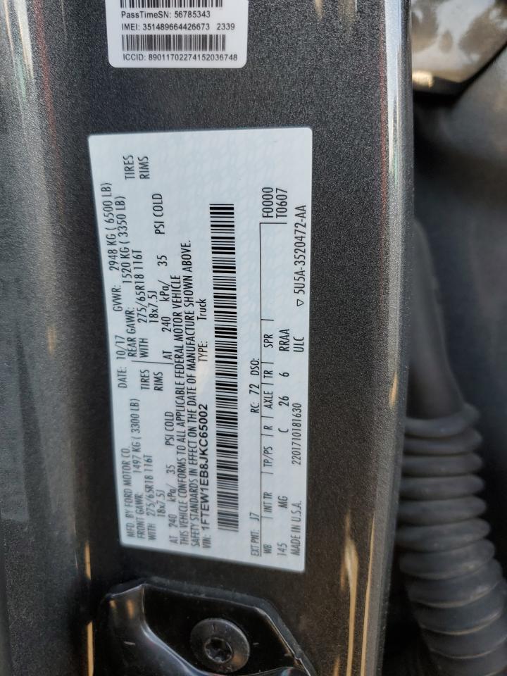 2018 Ford F-150 VIN 1FTEW1EB8JKC65002 Copart auction photo, front end damage thumbnail 12