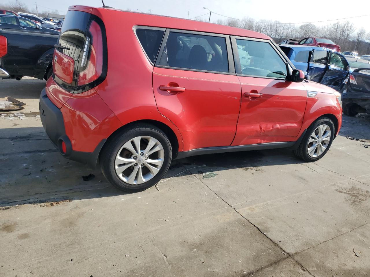 2015 KIA Soul VIN KNDJP3A54F7767295 Copart auction photo, side / front end damage thumbnail 3