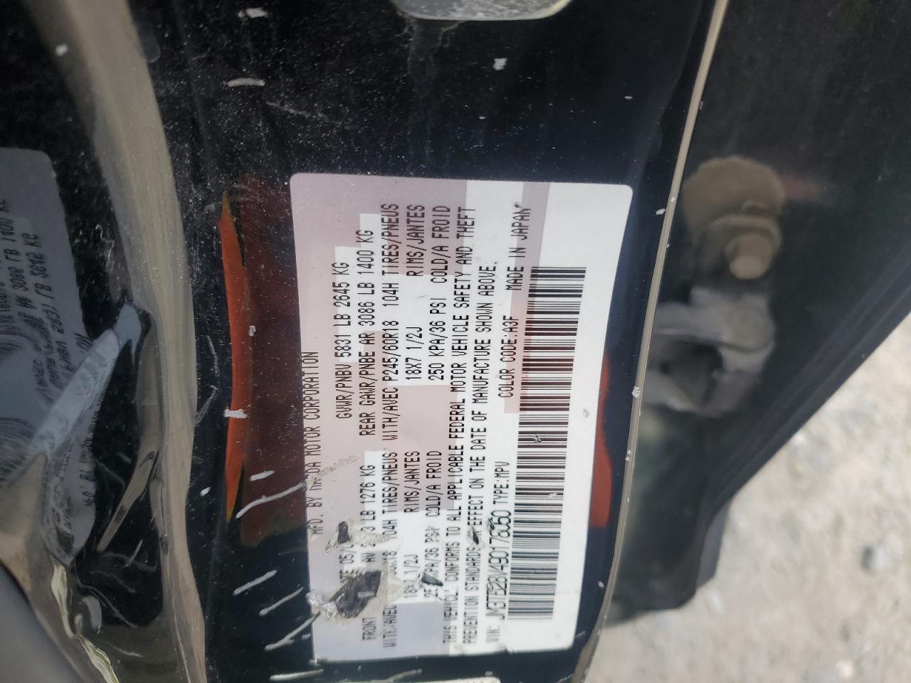 2009 Mazda CX-9 VIN JM3TB28V490178050 Copart auction photo, all over damage thumbnail 13