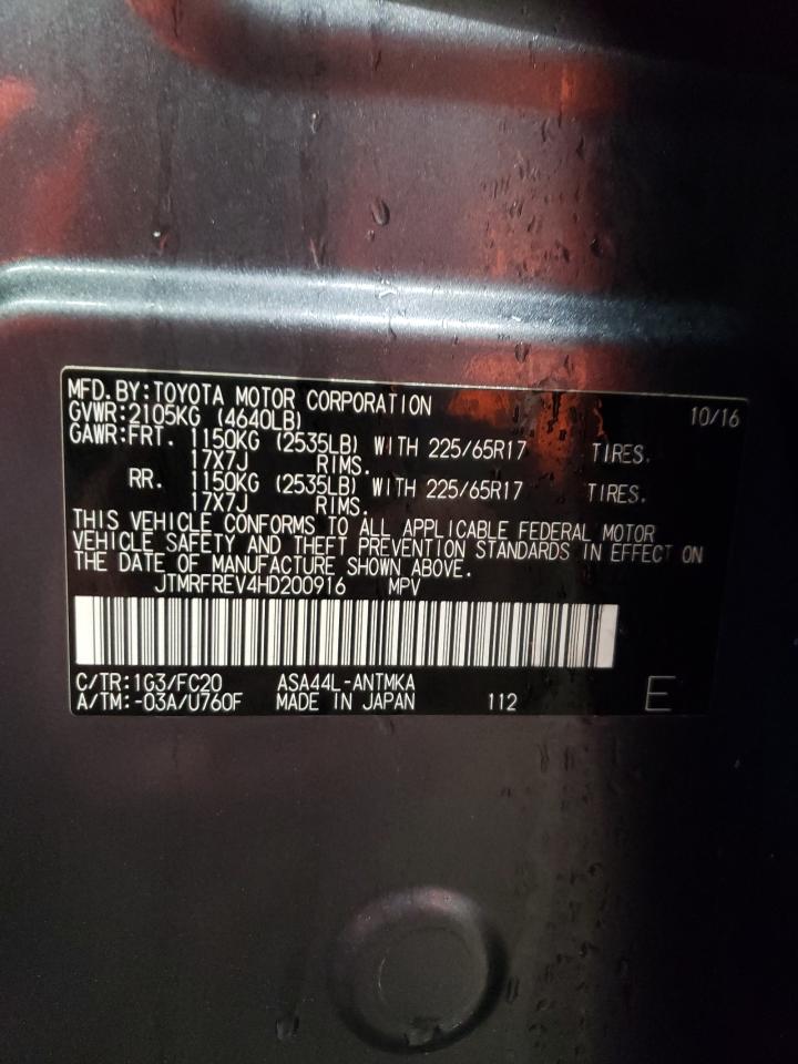 2017 Toyota RAV 4 VIN JTMRFREV4HD200916 Copart auction photo, side / front end damage thumbnail 13