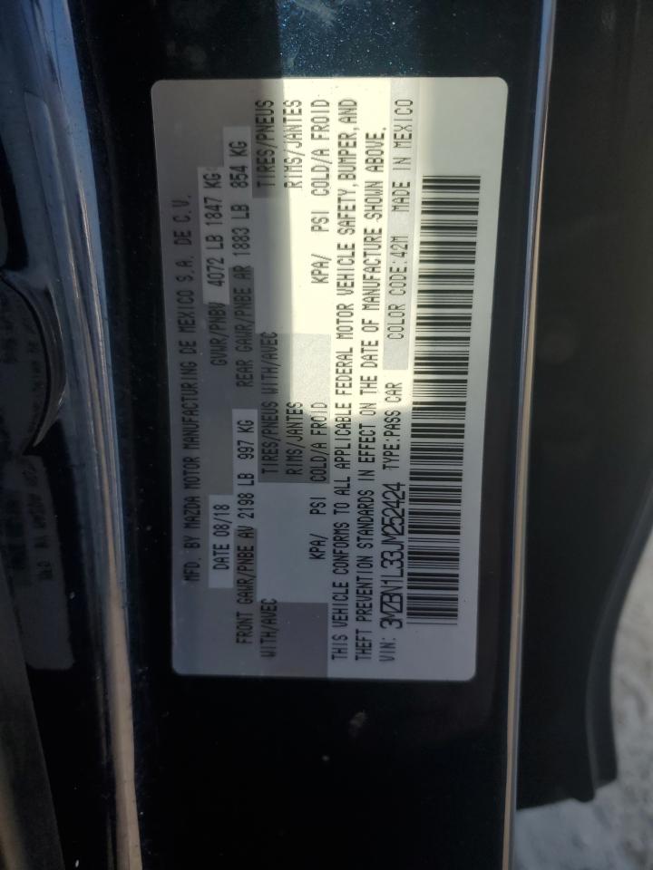 2018 Mazda 3 VIN 3MZBN1L33JM252424 Copart auction photo, water/flood damage thumbnail 13