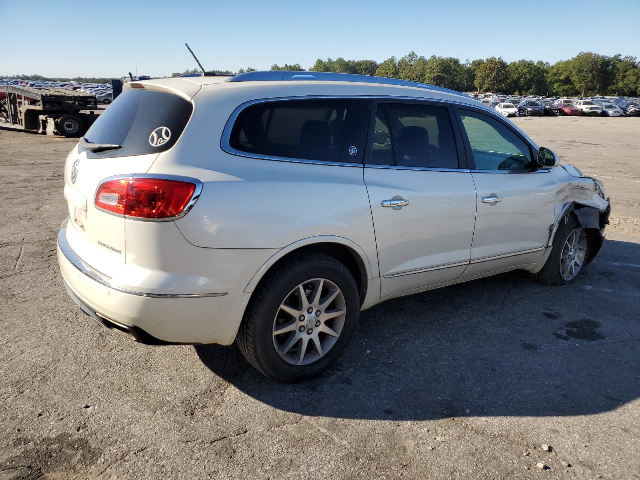 2015 Buick Enclave VIN 5GAKRBKD2FJ242447 Copart auction photo, side / front end damage thumbnail 3