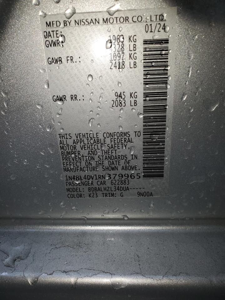 2024 Nissan Altima VIN 1N4BL4DV1RN379965 Copart auction photo, front end / minor dent/scratches damage thumbnail 12