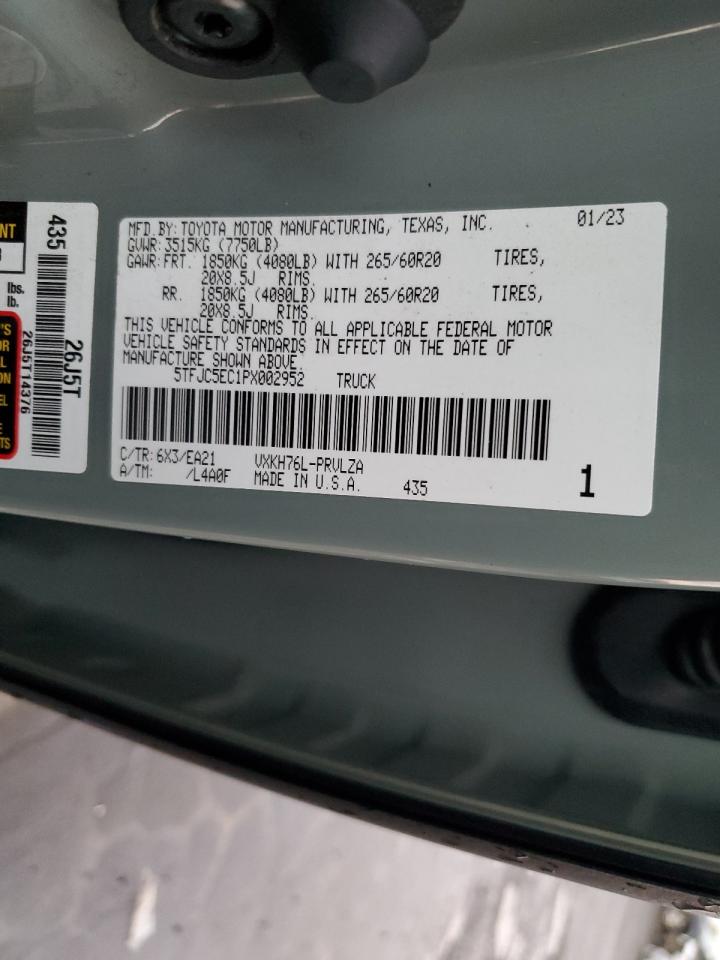 2023 Toyota Tundra VIN 5TFJC5EC1PX002952 Copart auction photo, front end / side damage thumbnail 12