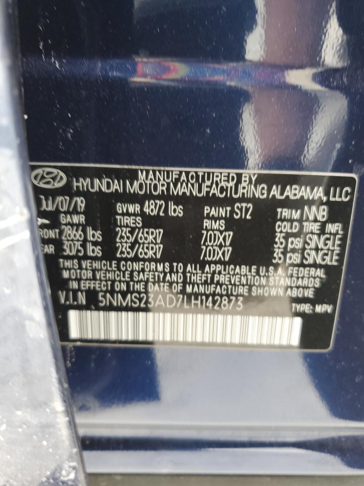 2020 Hyundai Santa Fe VIN 5NMS23AD7LH142873 Copart auction photo, side damage thumbnail 15
