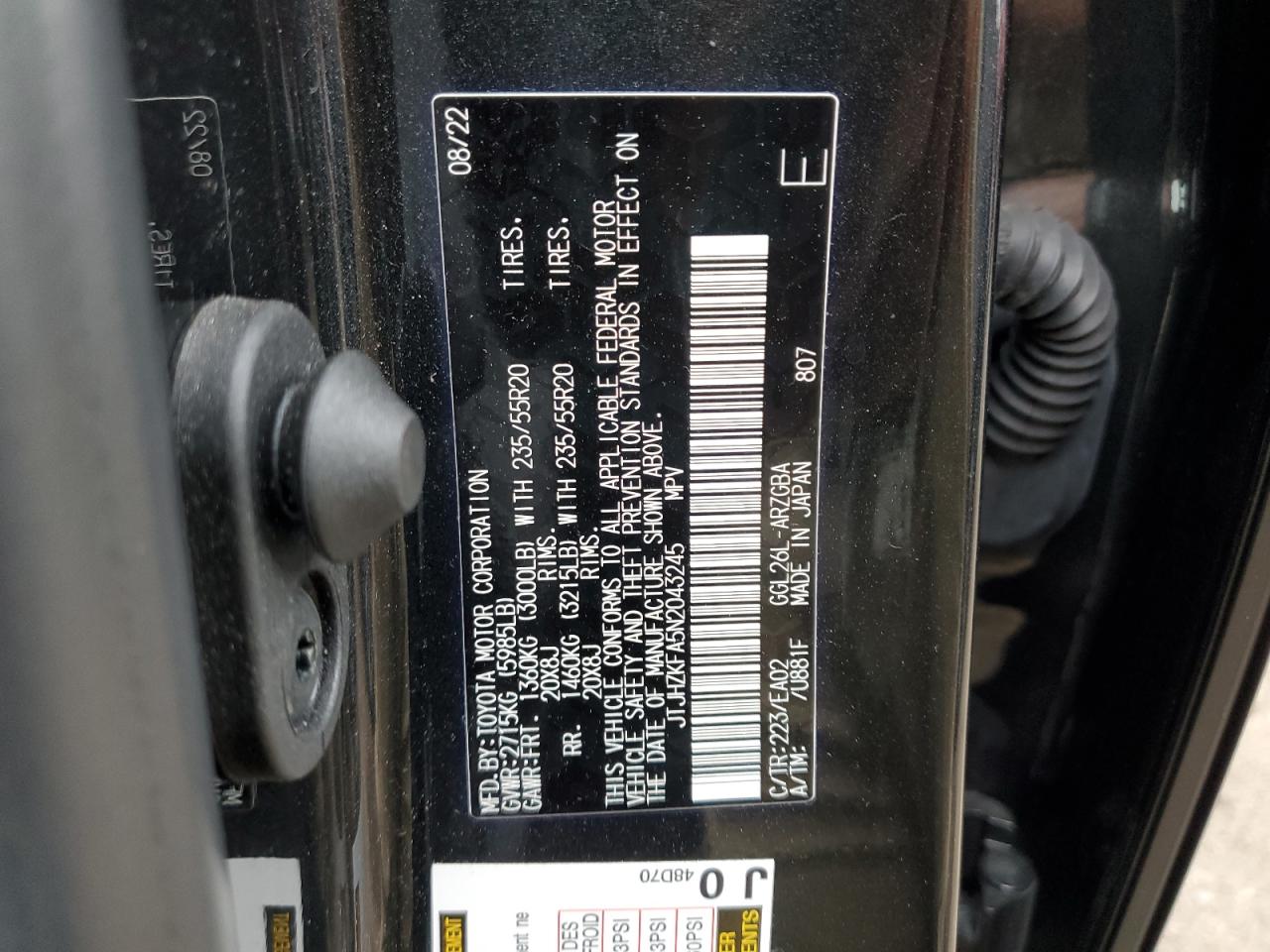 2022 Lexus RX VIN JTJHZKFA5N2043245 Copart auction photo, front end / side damage thumbnail 13