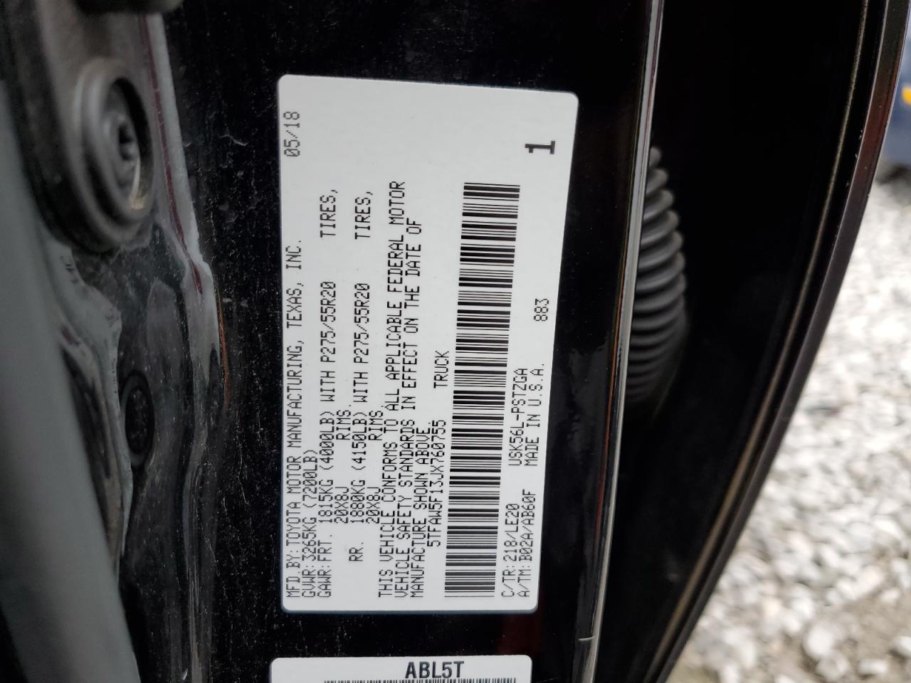2018 Toyota Tundra VIN 5TFAW5F13JX760755 Copart auction photo, front end damage thumbnail 12