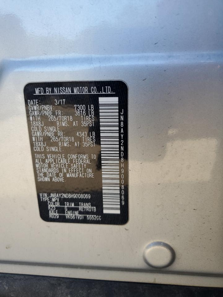 2017 Nissan Armada VIN JN8AY2ND8H9008069 Copart auction photo, front end damage thumbnail 14