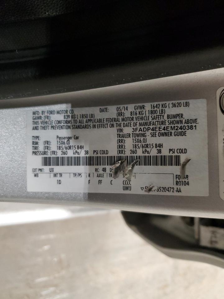 2014 Ford Fiesta VIN 3FADP4EE4EM240381 Copart auction photo, minor dent/scratches damage thumbnail 12