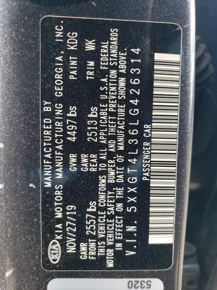 2020 KIA Optima VIN 5XXGT4L36LG426314 Copart auction photo, front end / rear end damage thumbnail 13