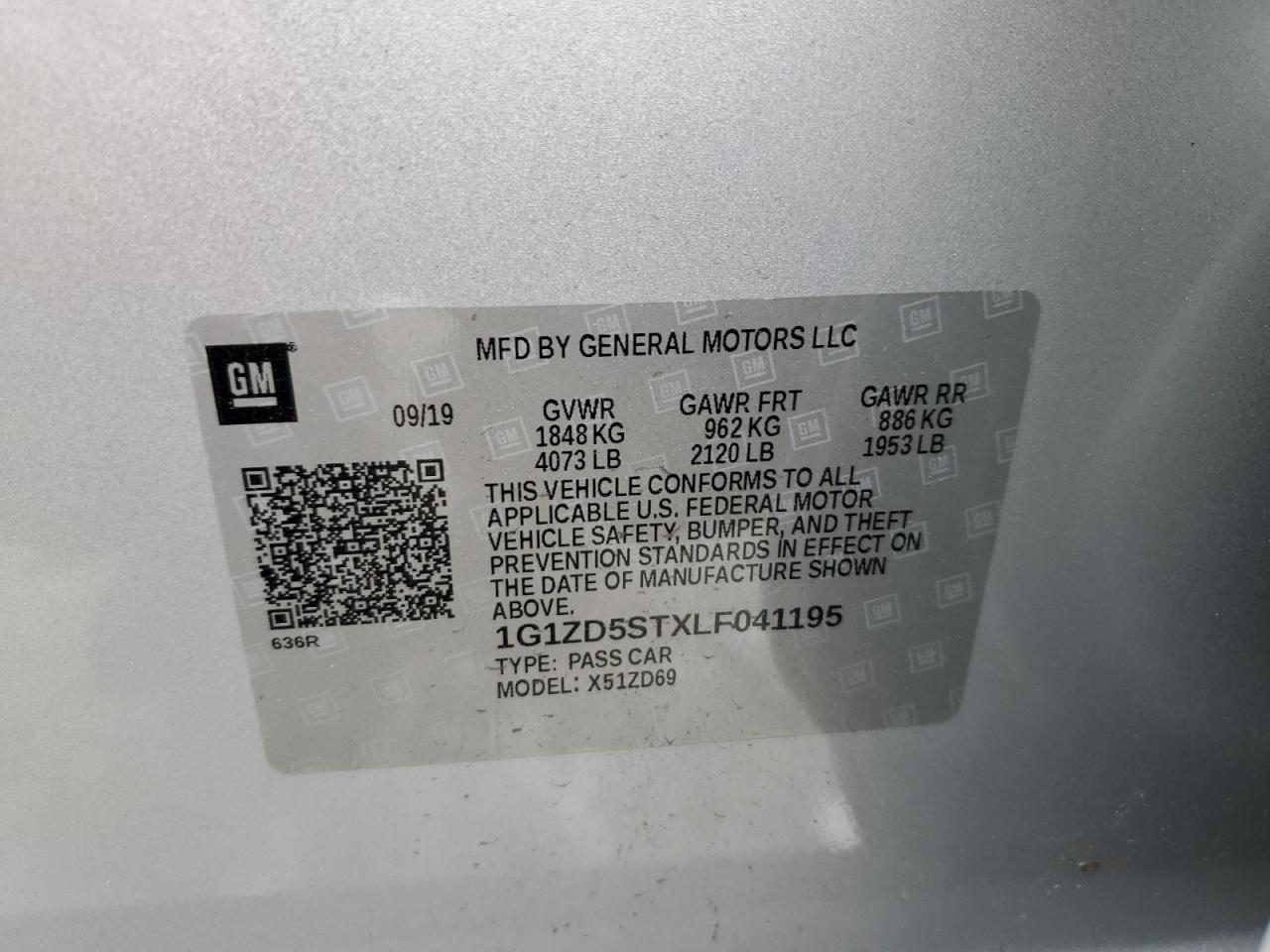 2020 Chevrolet Malibu VIN 1G1ZD5STXLF041195 Copart auction photo, front end damage thumbnail 12