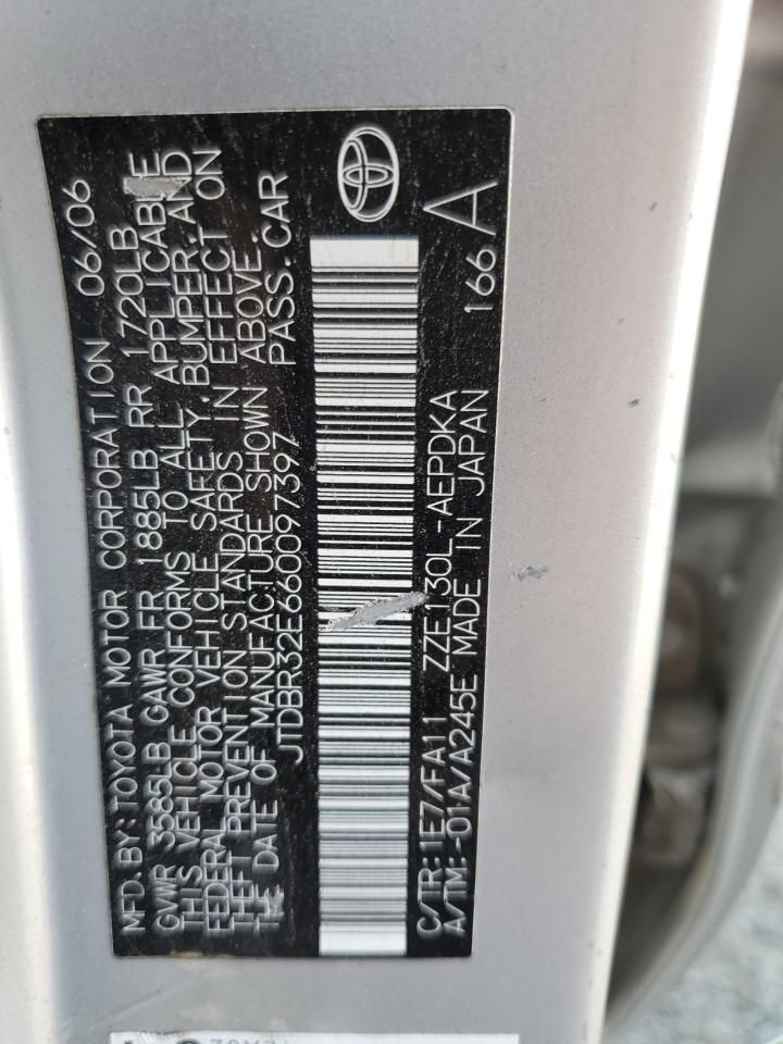 2006 Toyota Corolla VIN JTDBR32E660097397 Copart auction photo, all over damage thumbnail 15