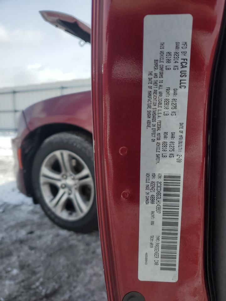 2020 Dodge Charger VIN 2C3CDXBG3LH143937 Copart auction photo, front end / rear end damage thumbnail 14