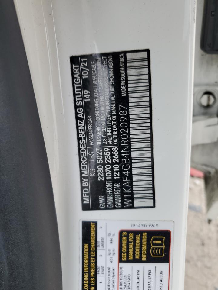 2022 Mercedes-Benz C-klasse VIN W1KAF4GB4NR020987 Copart auction photo, front end / all over damage thumbnail 13