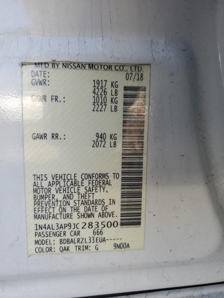 2018 Nissan Altima VIN 1N4AL3AP9JC283500 Copart auction photo, front end damage thumbnail 12