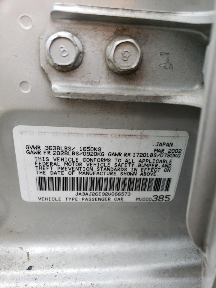 2002 Mitsubishi Lancer VIN JA3AJ26E92U066573 Copart auction photo, front end / minor dent/scratches damage thumbnail 12