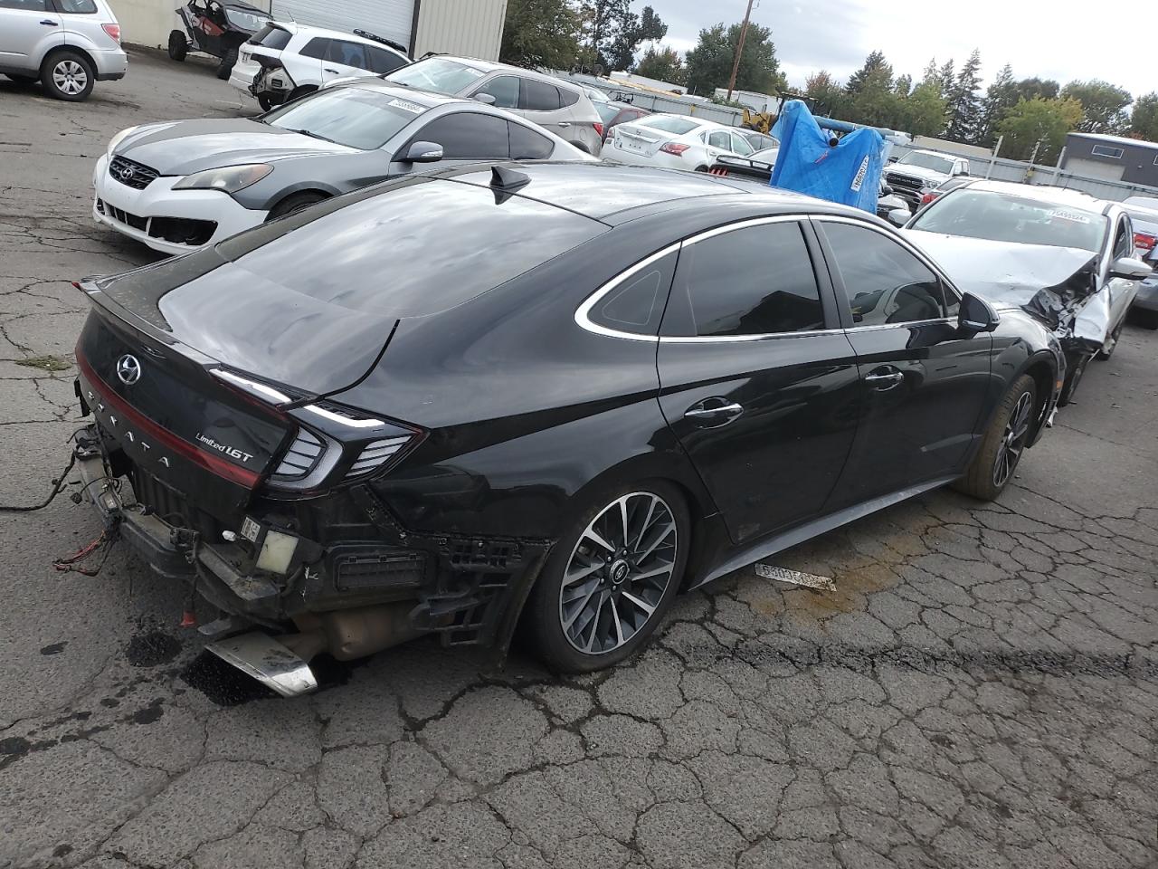 2022 Hyundai Sonata VIN KMHL34J2XNA232355 Copart auction photo, rear end / all over damage thumbnail 3