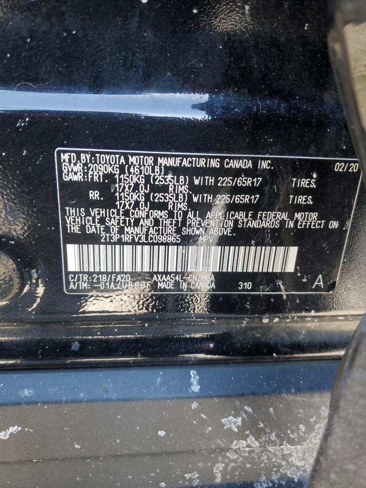 2020 Toyota RAV 4 VIN 2T3P1RFV3LC098865 Copart auction photo, all over damage thumbnail 14