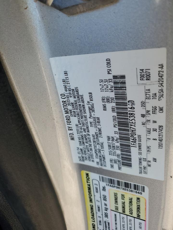 2014 Ford Fusion VIN 1FA6P0H7XE5381640 Copart auction photo, rear end damage thumbnail 12