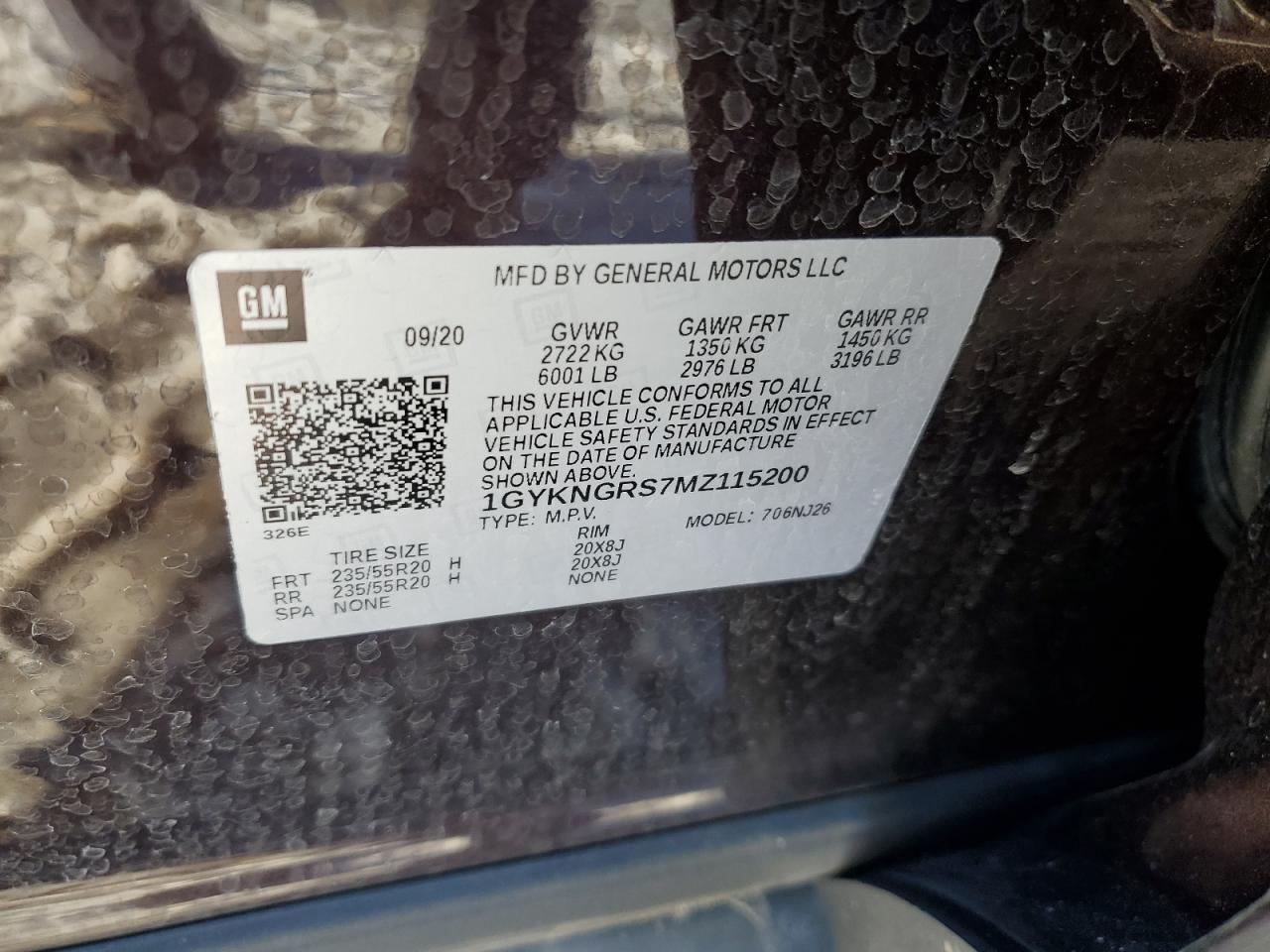 2021 Cadillac XT5 VIN 1GYKNGRS7MZ115200 Copart auction photo, front end damage thumbnail 14