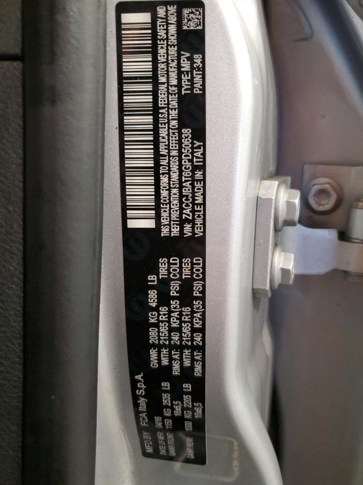 2016 Jeep Renegade VIN ZACCJBAT6GPD50638 Copart auction photo, front end damage thumbnail 13