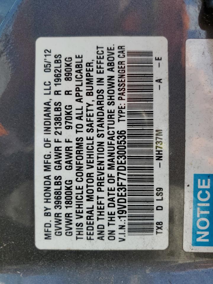 2013 Acura ILX VIN 19VDE3F77DE300536 Copart auction photo, front end damage thumbnail 12