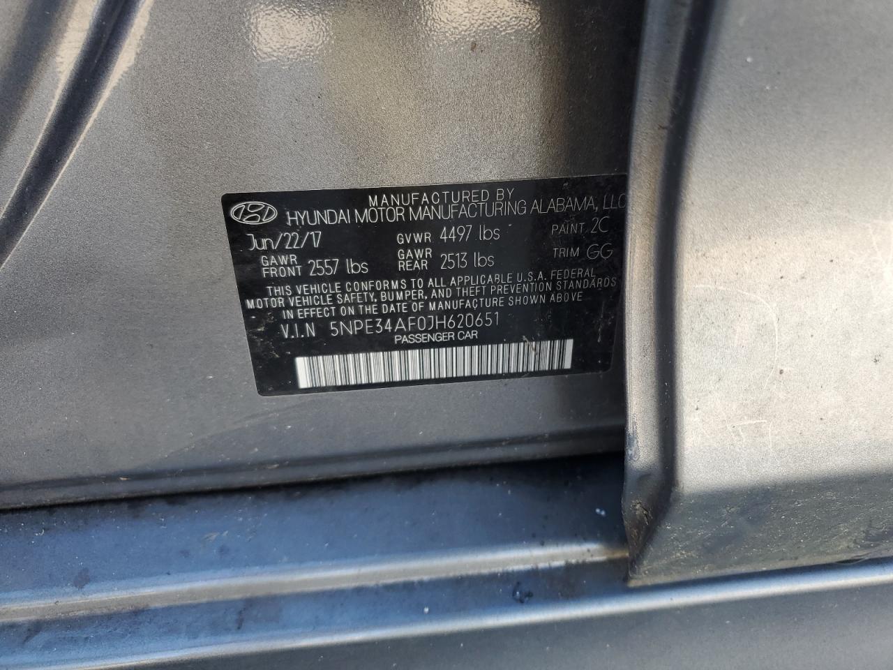 2018 Hyundai Sonata VIN 5NPE34AF0JH620651 Copart auction photo, front end / side damage thumbnail 12