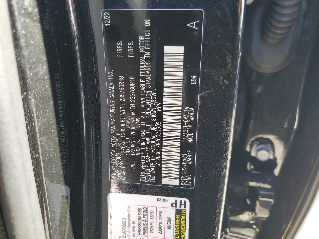 2023 Lexus NX VIN 2T2GGCEZ8PC021595 Copart auction photo, front end damage thumbnail 16
