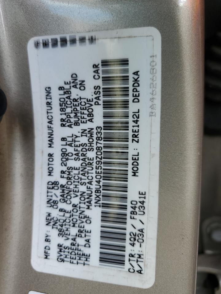 2009 Toyota Corolla VIN 1NXBU40E59Z087833 Copart auction photo, undercarriage damage thumbnail 12