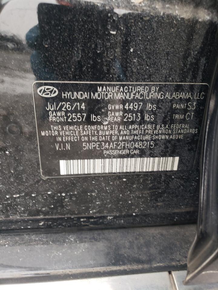 2015 Hyundai Sonata VIN 5NPE34AF2FH048215 Copart auction photo, front end damage thumbnail 12