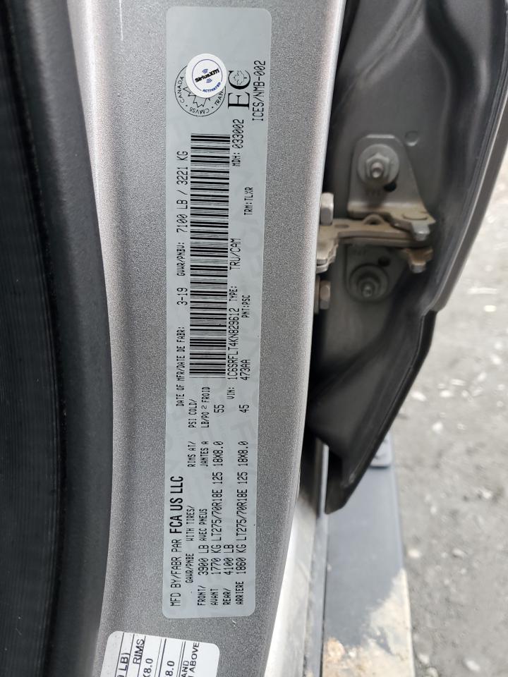 2019 RAM 1500 VIN 1C6SRFLT4KN829612 Copart auction photo, front end damage thumbnail 12