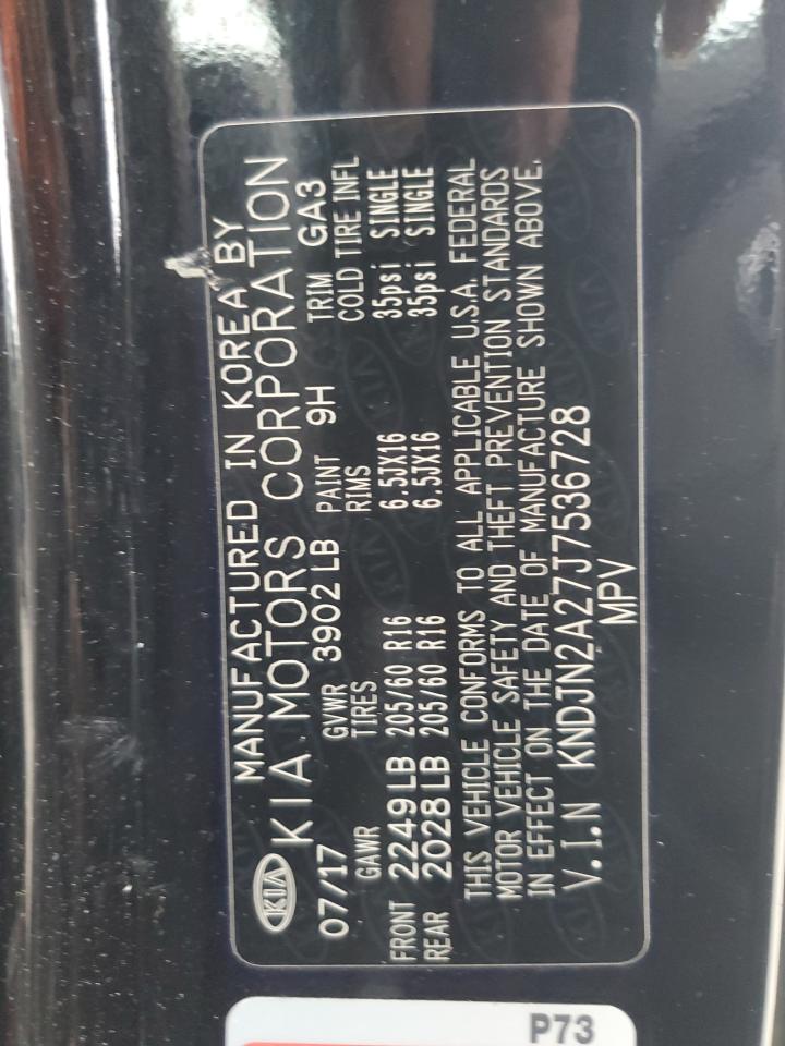 2018 KIA Soul VIN KNDJN2A27J7536728 Copart auction photo, front end damage thumbnail 14