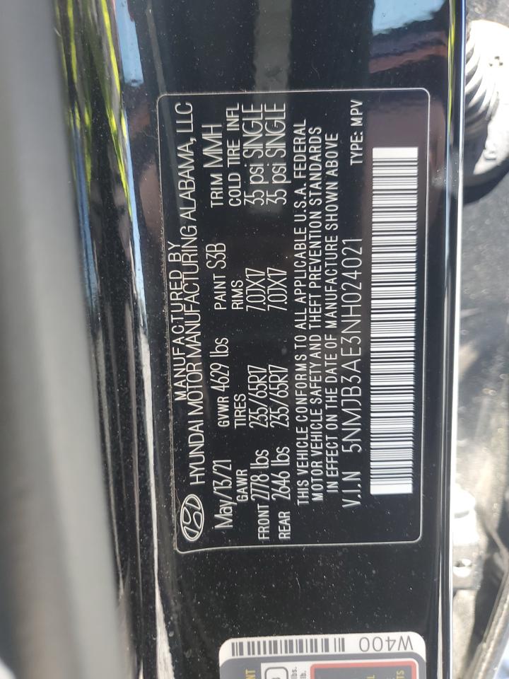 2022 Hyundai Tucson VIN 5NMJB3AE3NH024021 Copart auction photo, front end damage thumbnail 15