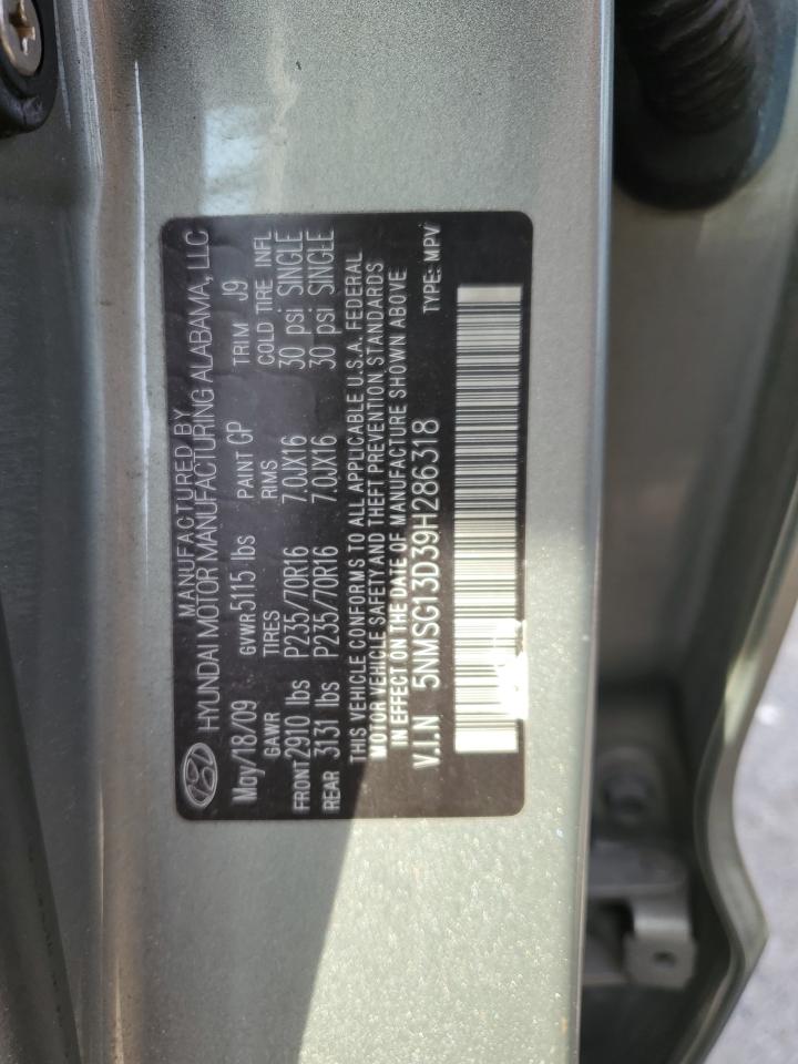 2009 Hyundai Santa Fe VIN 5NMSG13D39H286318 Copart auction photo, minor dent/scratches damage thumbnail 13