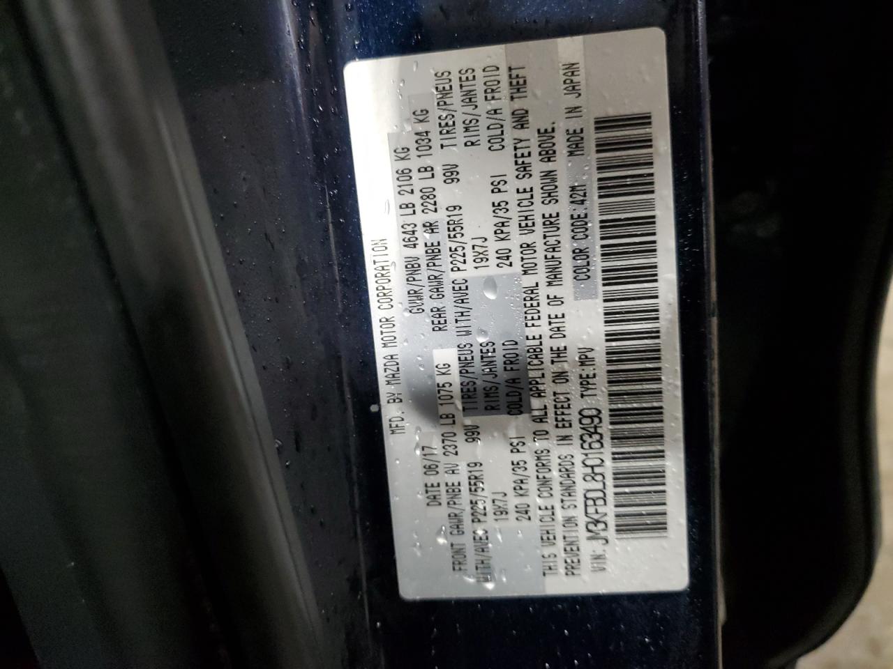 2017 Mazda CX-5 VIN JM3KFBDL8H0163490 Copart auction photo, all over damage thumbnail 14