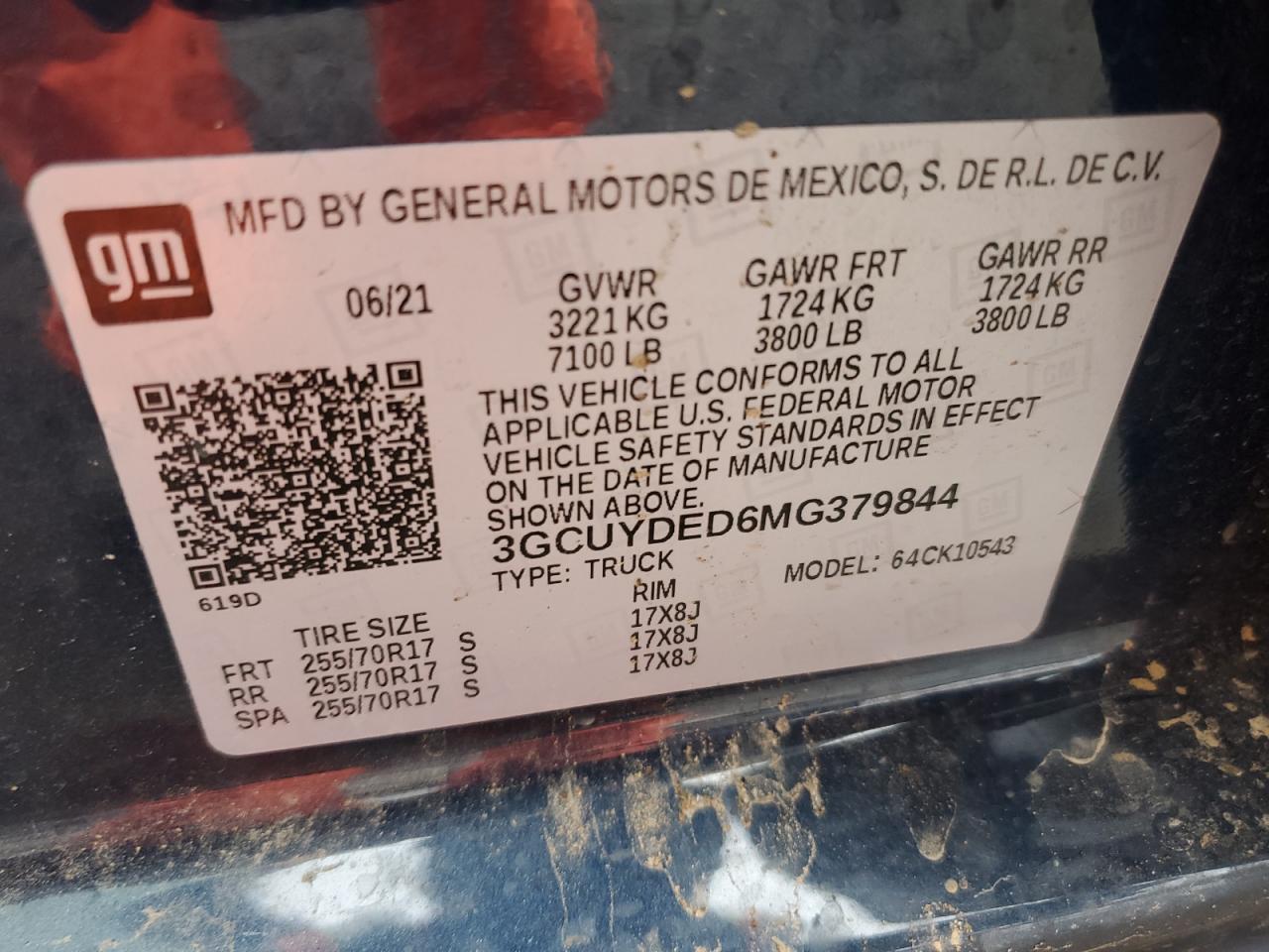 2021 Chevrolet Silverado VIN 3GCUYDED6MG379844 Copart auction photo, front end / minor dent/scratches damage thumbnail 14