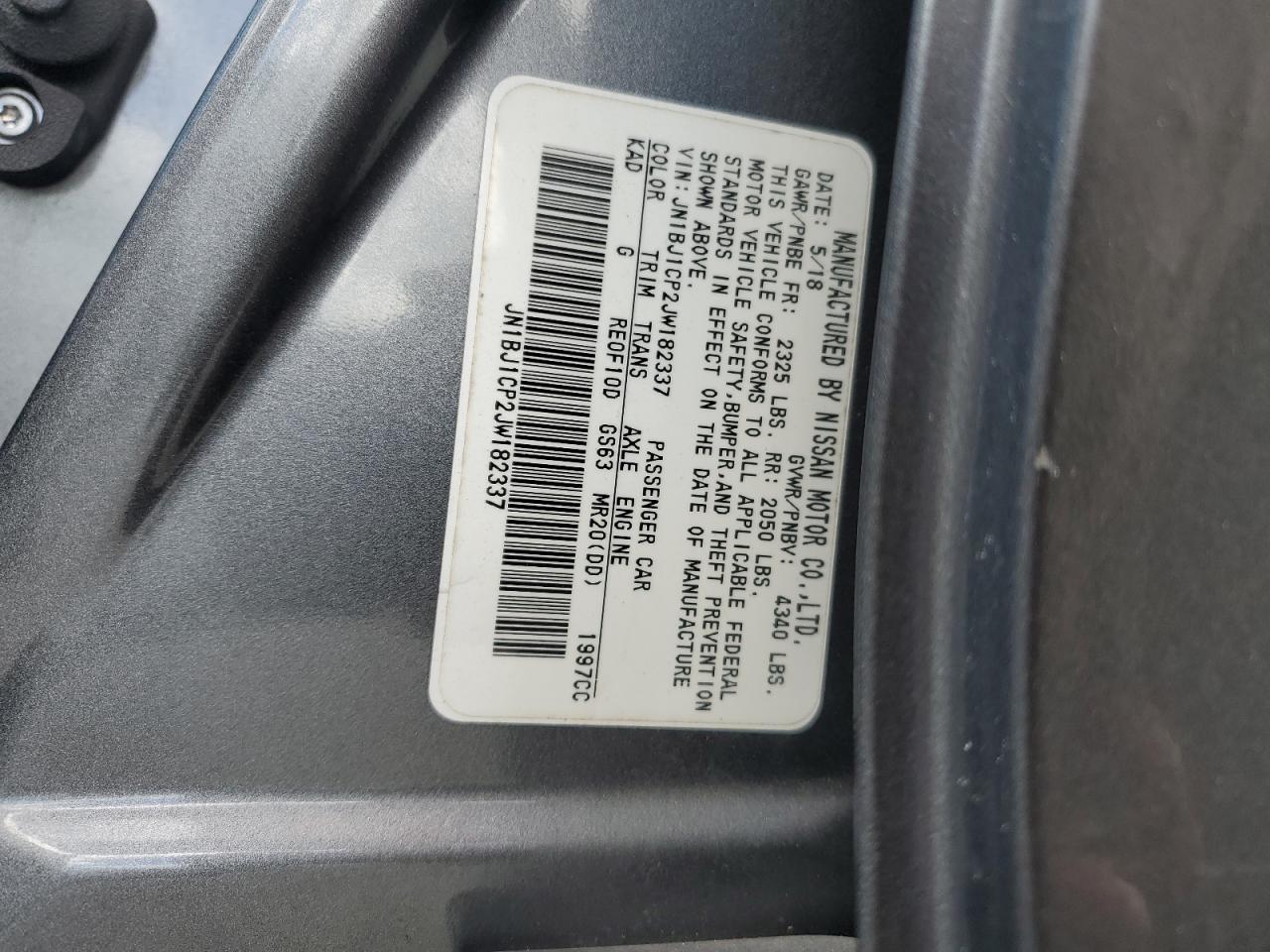 2018 Nissan Rogue VIN JN1BJ1CP2JW182337 Copart auction photo, water/flood damage thumbnail 14
