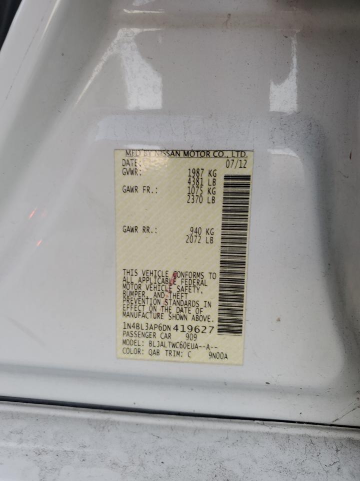 2013 Nissan Altima VIN 1N4BL3AP6DN419627 Copart auction photo, front end damage thumbnail 12