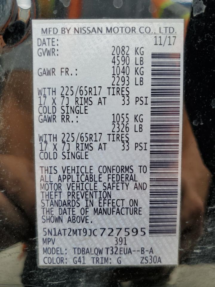 2018 Nissan Rogue VIN 5N1AT2MT9JC727595 Copart auction photo, side / hail damage thumbnail 13