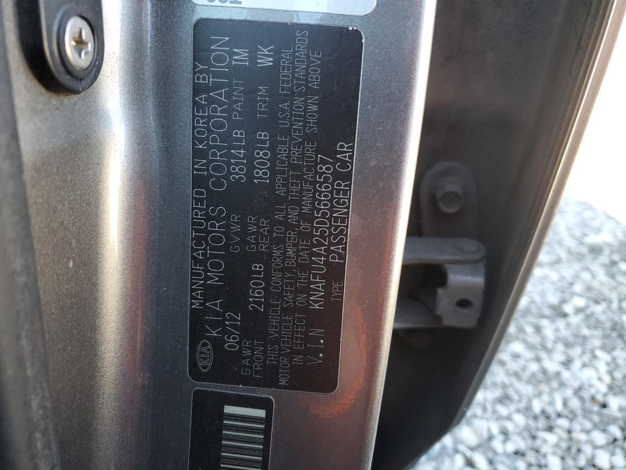 2013 KIA Forte VIN KNAFU4A25D5666587 Copart auction photo, rear end / side damage thumbnail 12
