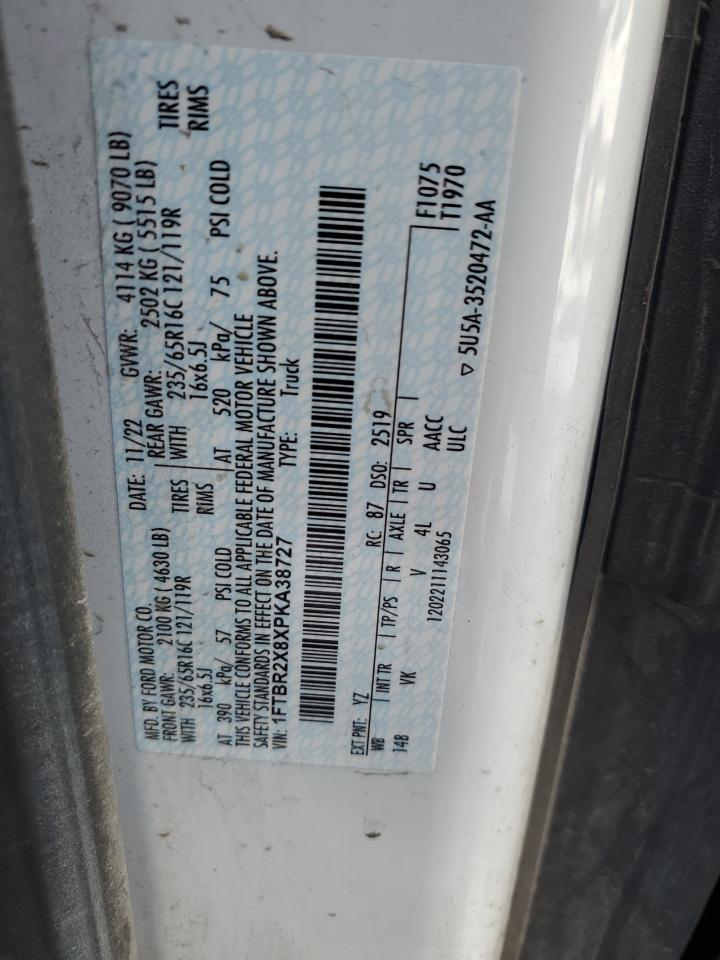 2023 Ford Transit VIN 1FTBR2X8XPKA38727 Copart auction photo, rear end damage thumbnail 13