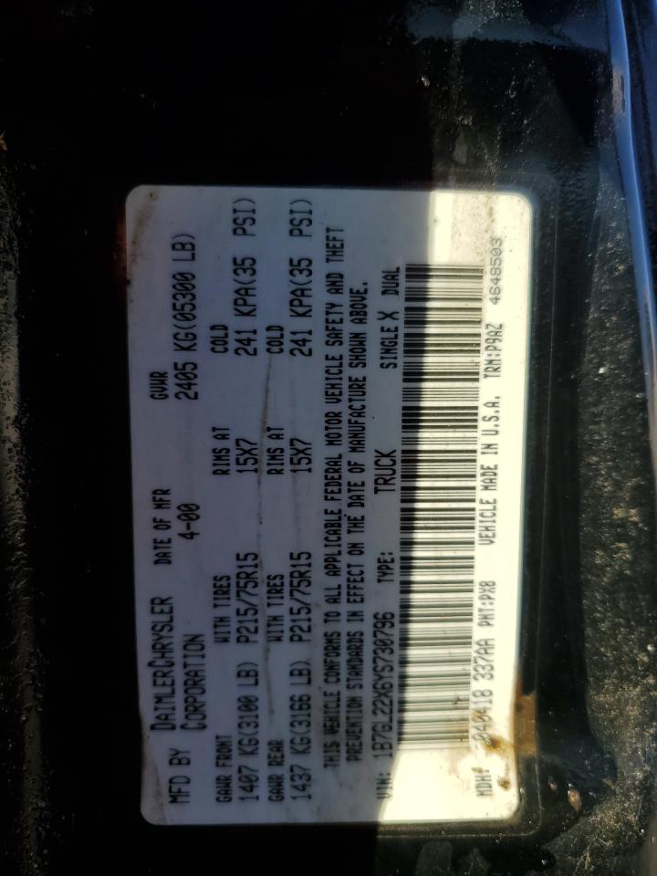 2000 Dodge Dakota VIN 1B7GL22X6YS730796 Copart auction photo, front end / minor dent/scratches damage thumbnail 13