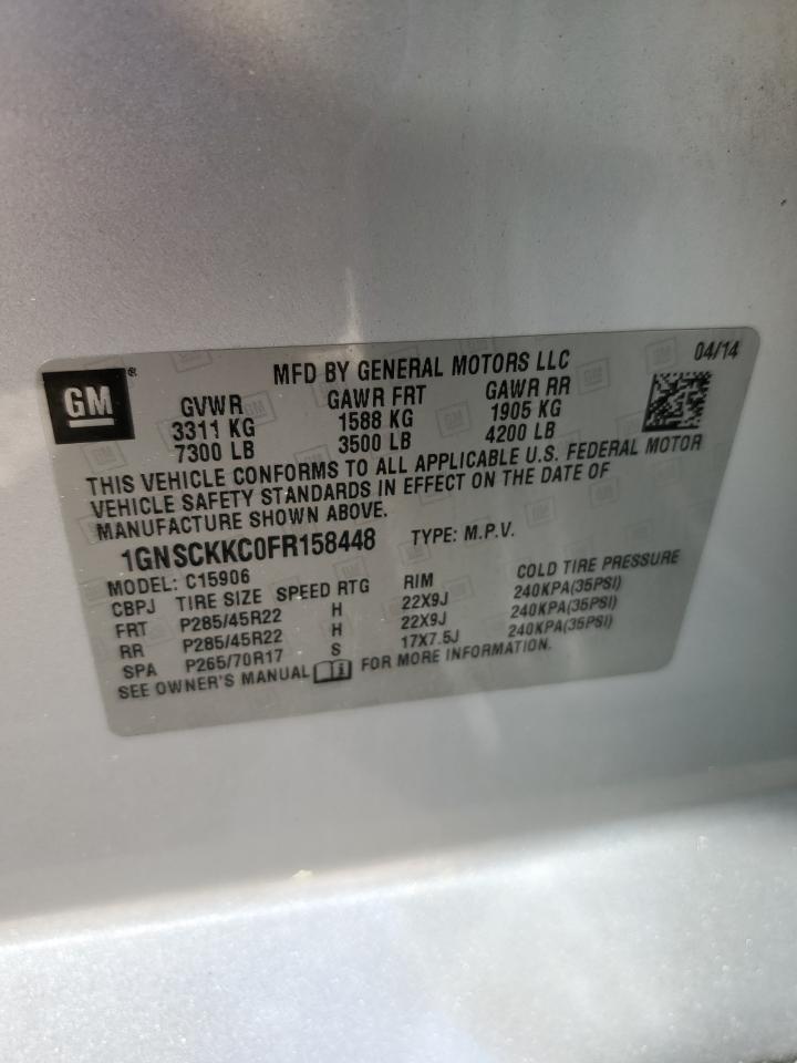 2015 Chevrolet Suburban VIN 1GNSCKKC0FR158448 Copart auction photo, front end / rear end damage thumbnail 16