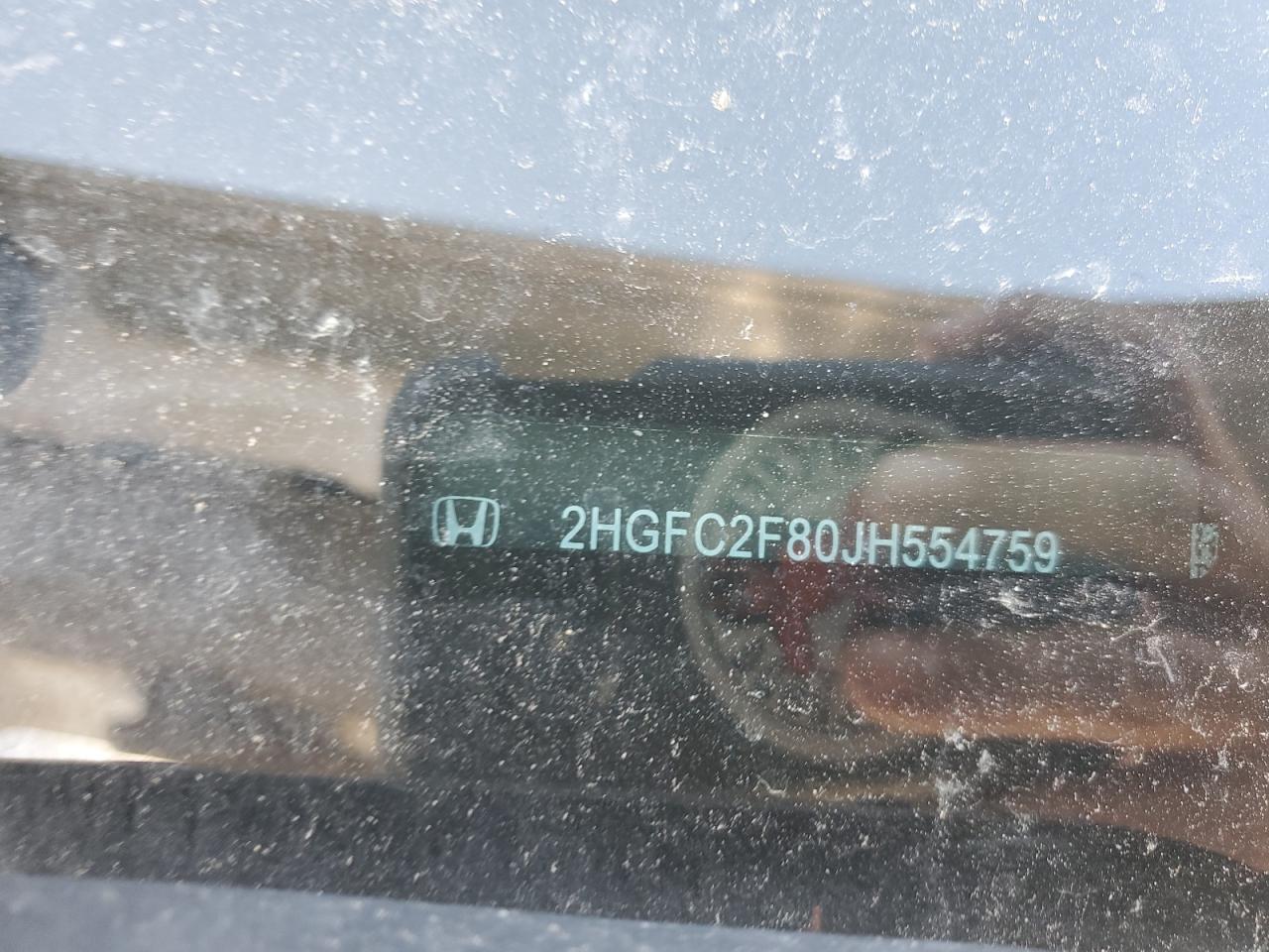 2018 Honda Civic VIN 2HGFC2F80JH554759 Copart auction photo, side / front end damage thumbnail 12