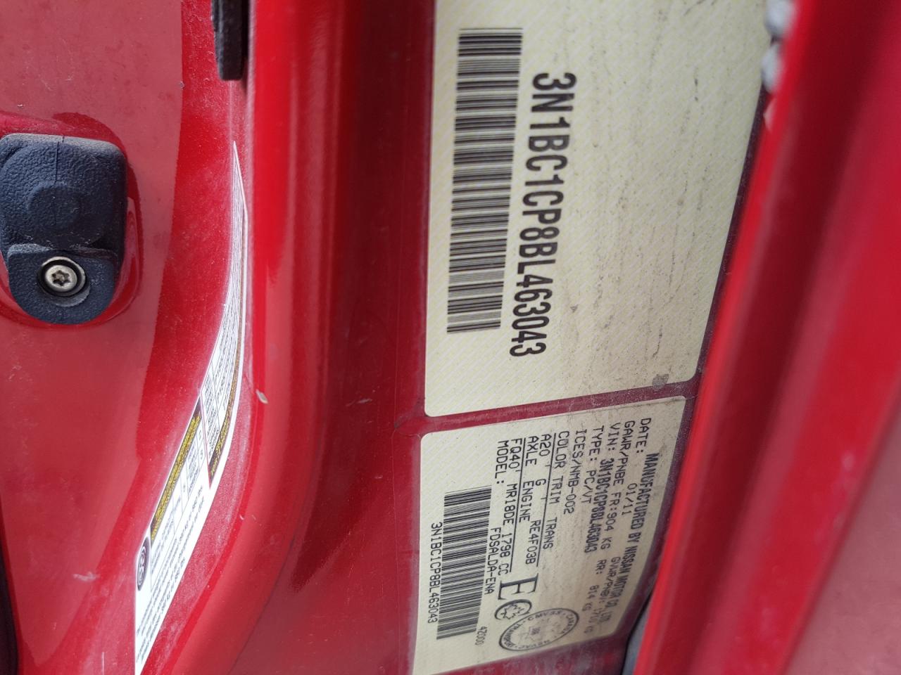 2011 Nissan Versa VIN 3N1BC1CP8BL463043 Copart auction photo, vandalism damage thumbnail 12