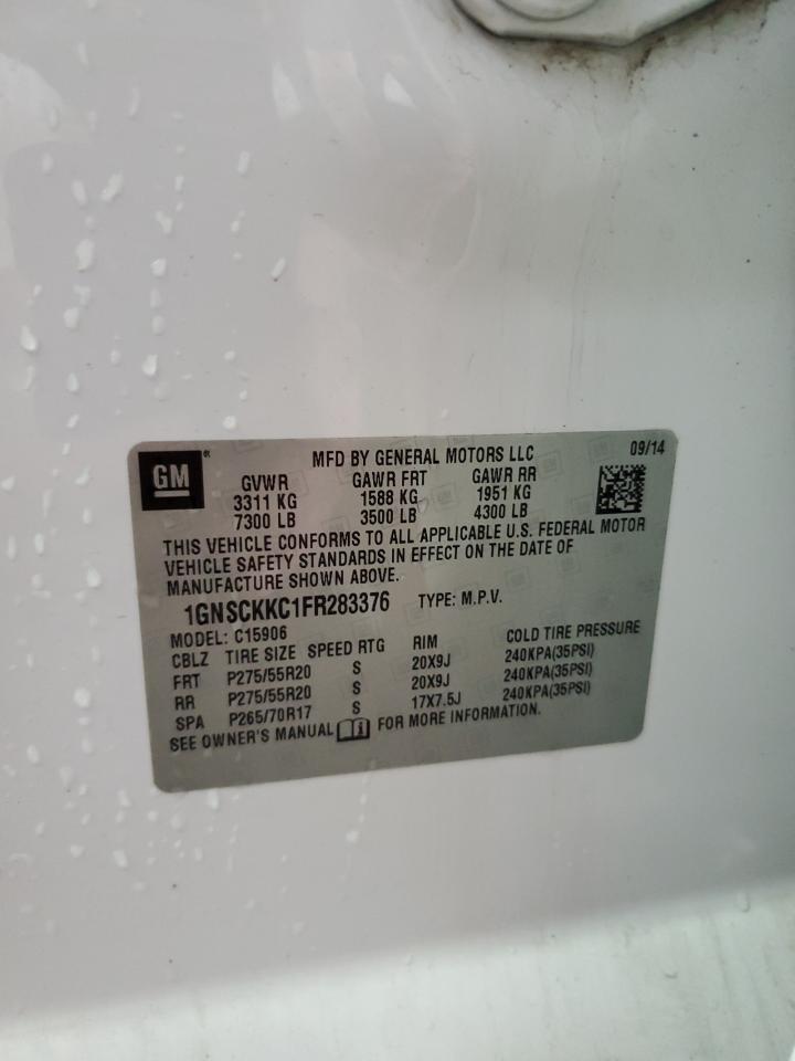 2015 Chevrolet Suburban VIN 1GNSCKKC1FR283376 Copart auction photo, rear end damage thumbnail 13