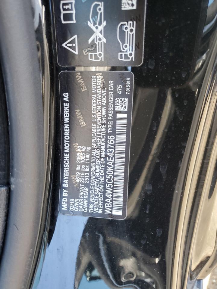 2019 BMW 4er VIN WBA4W5C50KAE43766 Copart auction photo, front end damage thumbnail 13