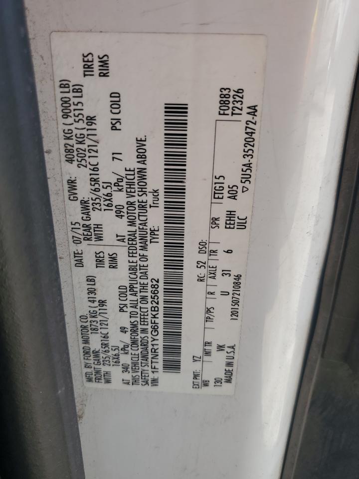2015 Ford Transit VIN 1FTNR1YG6FKB25682 Copart auction photo, rear end damage thumbnail 12