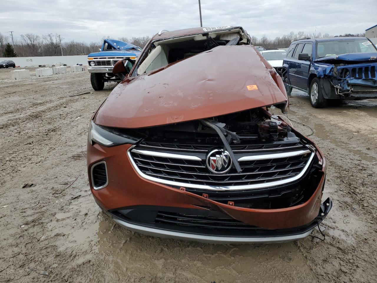 2021 Buick Envision VIN LRBAZLR49MD107546 Copart auction photo, front end / side damage thumbnail 5